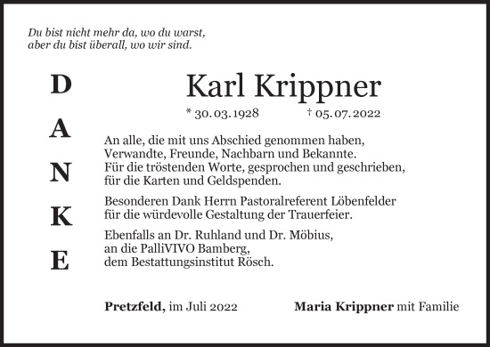 Anzeige von Karl Krippner von MGO