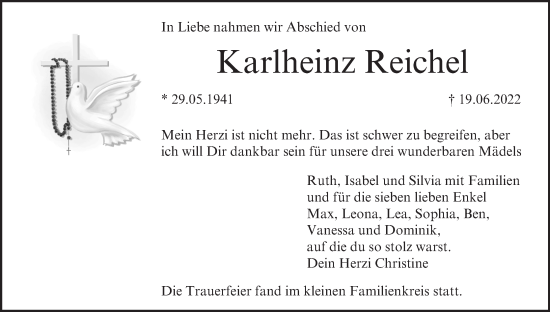 Anzeige von Karlheinz Reichel von MGO
