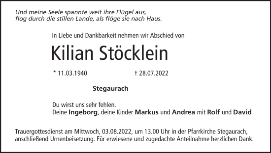 Anzeige von Kilian Stöcklein von MGO