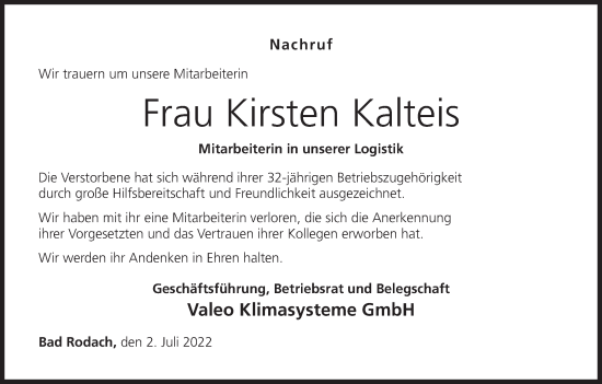 Anzeige von Kirsten Kalteis von MGO