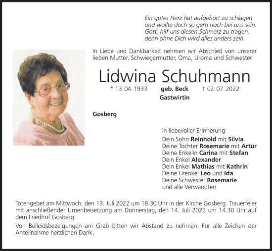 Anzeige von Lidwina Schuhmann von MGO