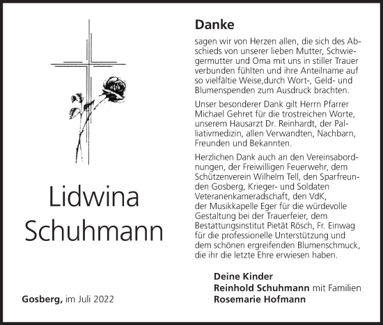 Anzeige von Lidwina Schuhmann von MGO