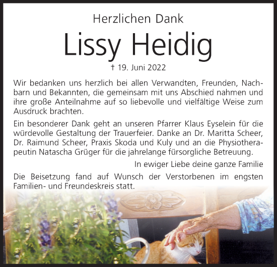 Anzeige von Lissy Heidig von MGO