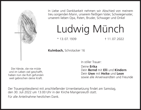 Anzeige von Ludwig Münch von MGO