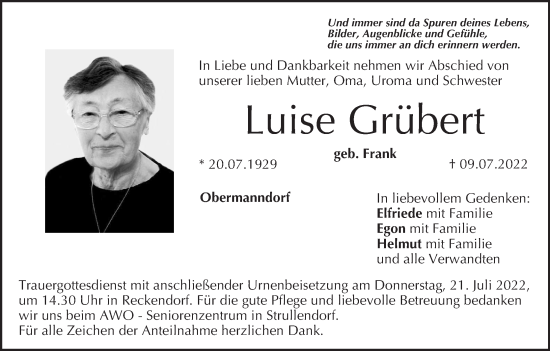Anzeige von Luise Grübert von MGO
