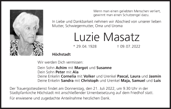 Anzeige von Luzie Masatz von MGO