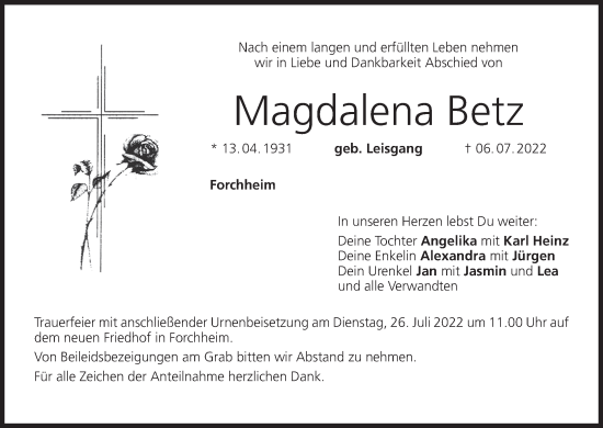 Anzeige von Magdalena Betz von MGO