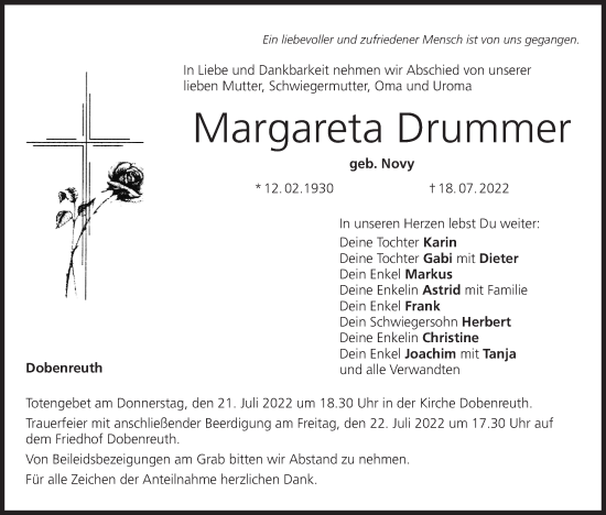 Anzeige von Margareta Drummer von MGO