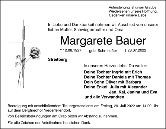 Anzeige von Margarete Bauer von MGO