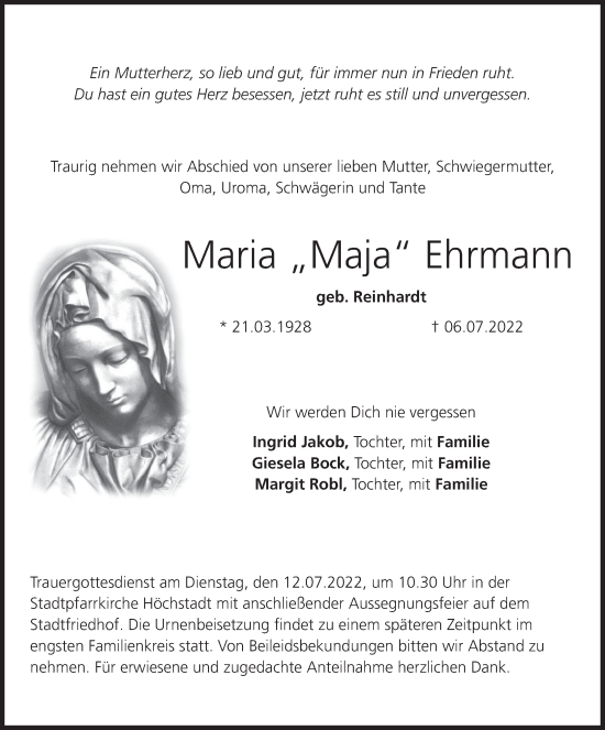 Anzeige von Maria Ehrmann von MGO