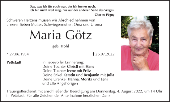 Anzeige von Maria Götz von MGO
