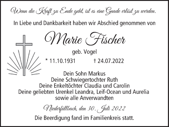 Anzeige von Marie Fischer von MGO