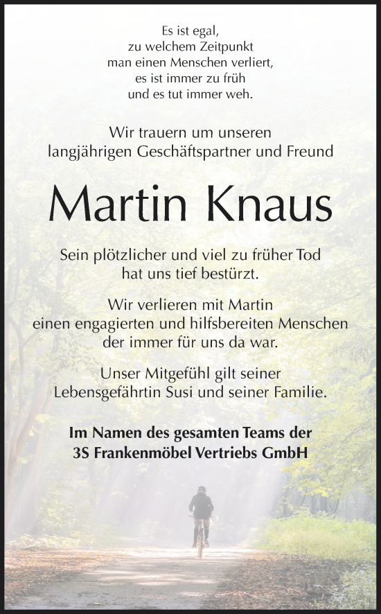 Anzeige von Martin Knaus von MGO