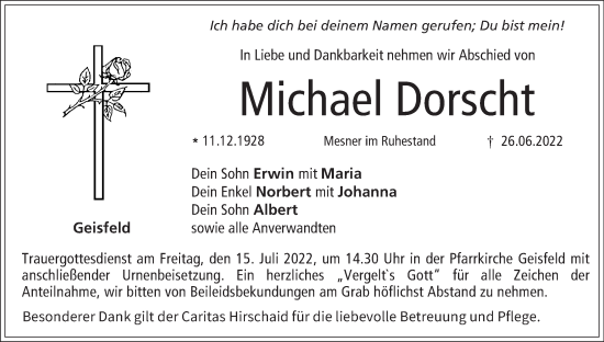 Anzeige von Michael Dorscht von MGO