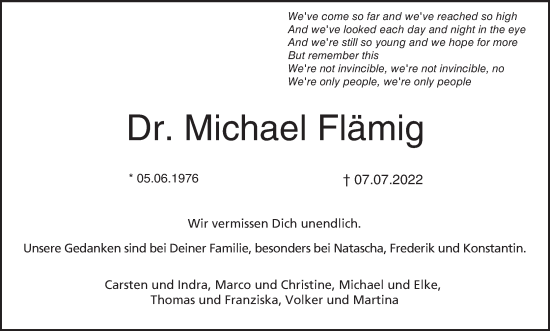 Anzeige von Michael Flämig von MGO