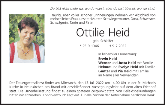 Anzeige von Ottilie Heid von MGO