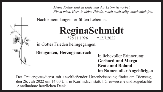 Anzeige von Regina Schmidt von MGO