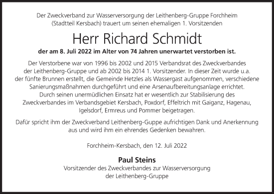 Anzeige von Richard Schmidt von MGO