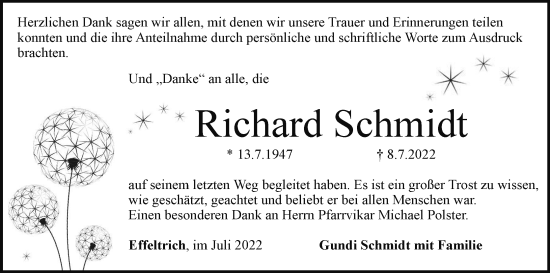 Anzeige von Richard Schmidt von MGO