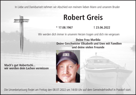 Anzeige von Robert Greis von MGO