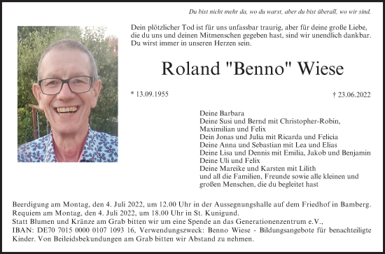 Anzeige von Roland Wiese von MGO