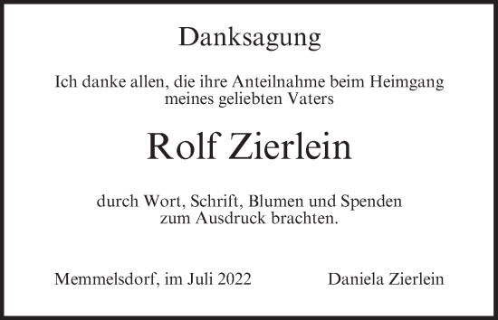 Anzeige von Rolf Zierlein von MGO