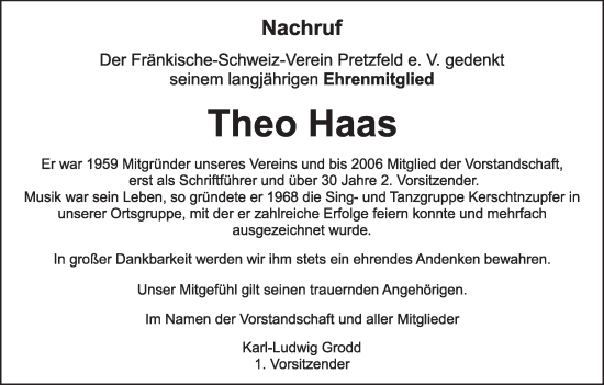 Anzeige von Theo Haas von MGO