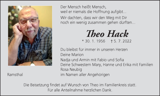 Anzeige von Theo Hack von MGO