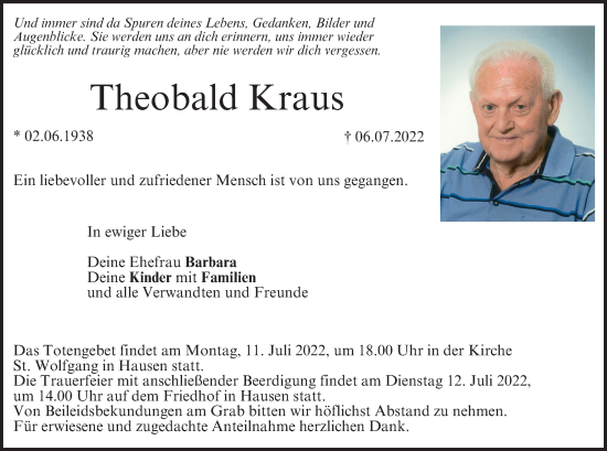Anzeige von Theobald Kraus von MGO