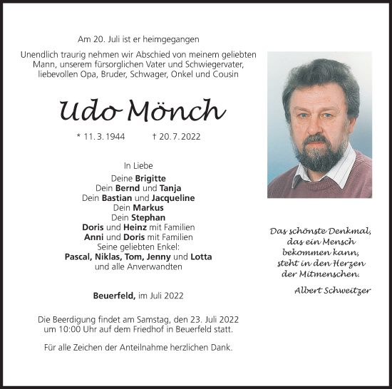 Anzeige von Udo Mönch von MGO