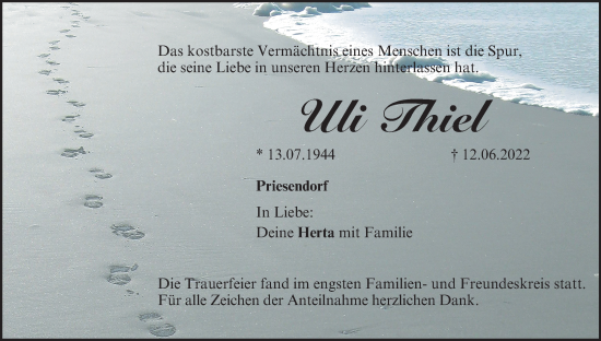 Anzeige von Uli Thiel von MGO