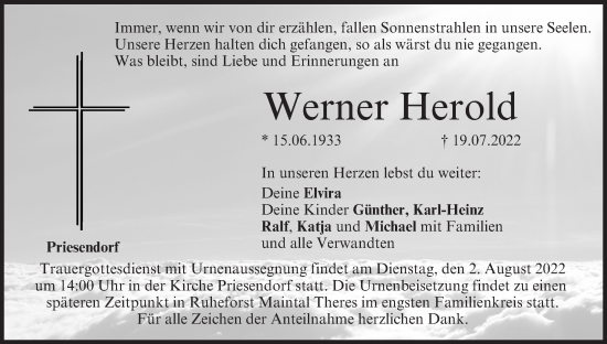 Anzeige von Werner Herold von MGO