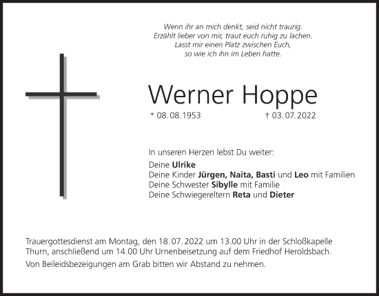 Anzeige von Werner Hoppe von MGO