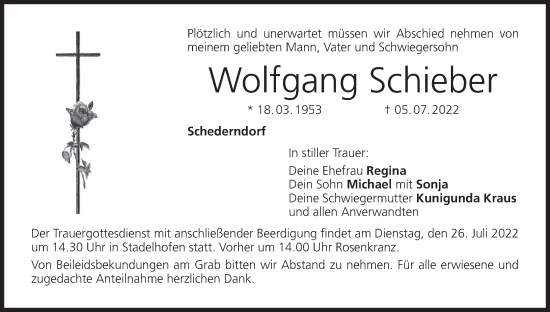 Anzeige von Wolfgang Schieber von MGO