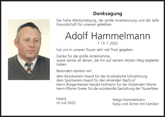 Anzeige von Adolf Hammelmann von MGO