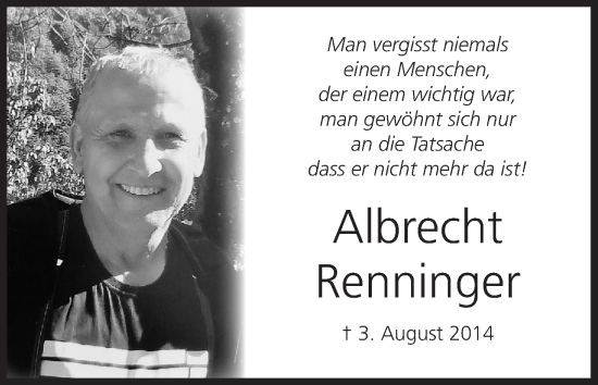 Anzeige von Albrecht Renninger von MGO