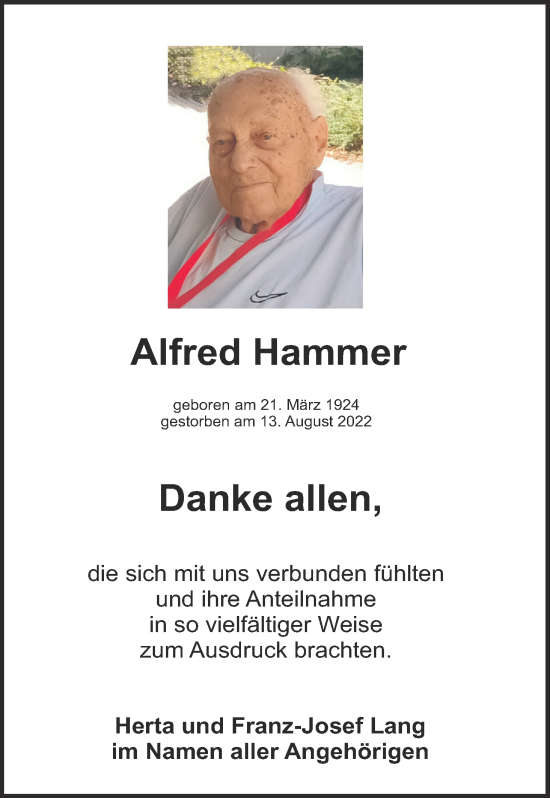 Anzeige von Alfred Hammer von MGO