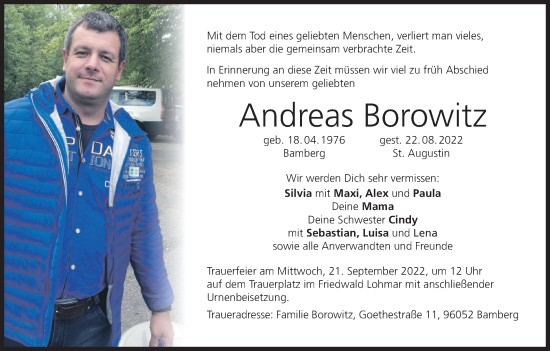 Anzeige von Andreas Borowitz von MGO