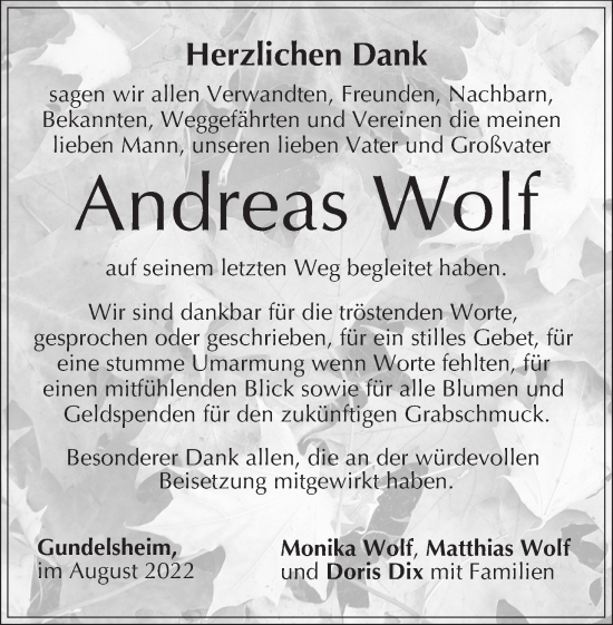 Anzeige von Andreas Wolf von MGO