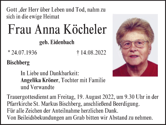 Anzeige von Anna Köcheler von MGO