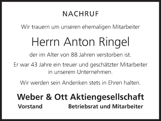 Anzeige von Anton Ringel von MGO