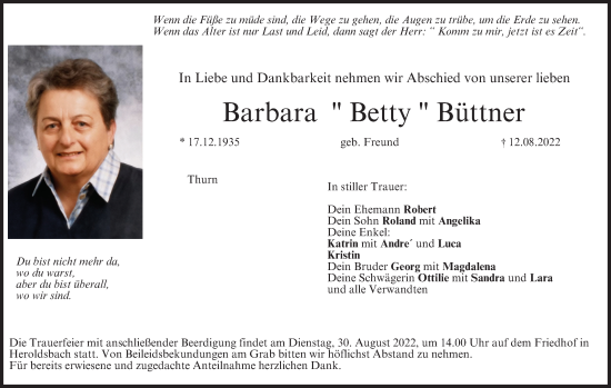 Anzeige von Barbara Büttner von MGO