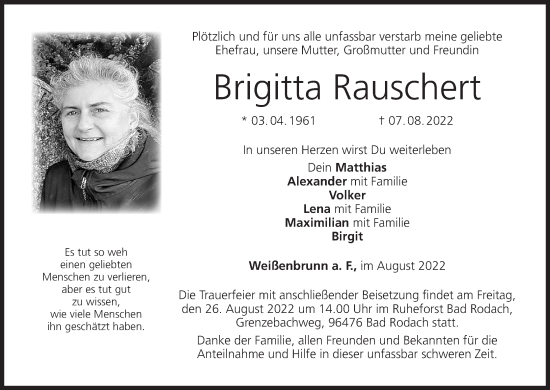 Anzeige von Brigitta Rauschert von MGO