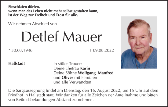Anzeige von Detlef Mauer von MGO