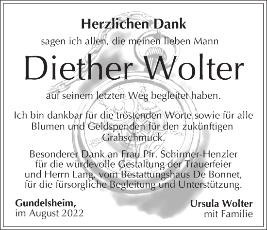 Anzeige von Diether Wolter von MGO