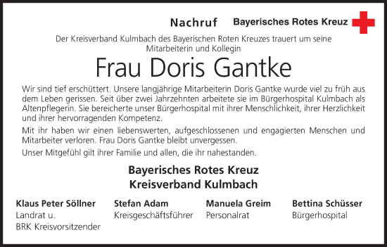 Anzeige von Doris Gantke von MGO