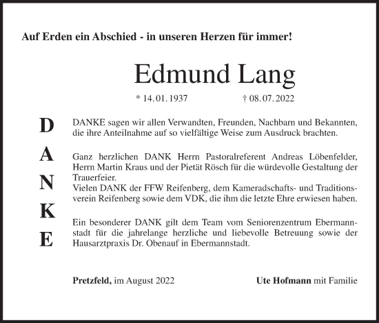 Anzeige von Edmund Lang von MGO