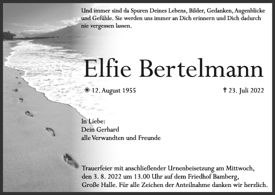 Anzeige von Elfie Bertelmann von MGO