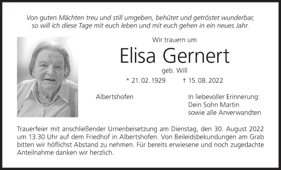 Anzeige von Elisa Gernert von MGO