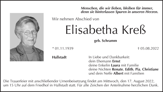 Anzeige von Elisabetha Kreß von MGO